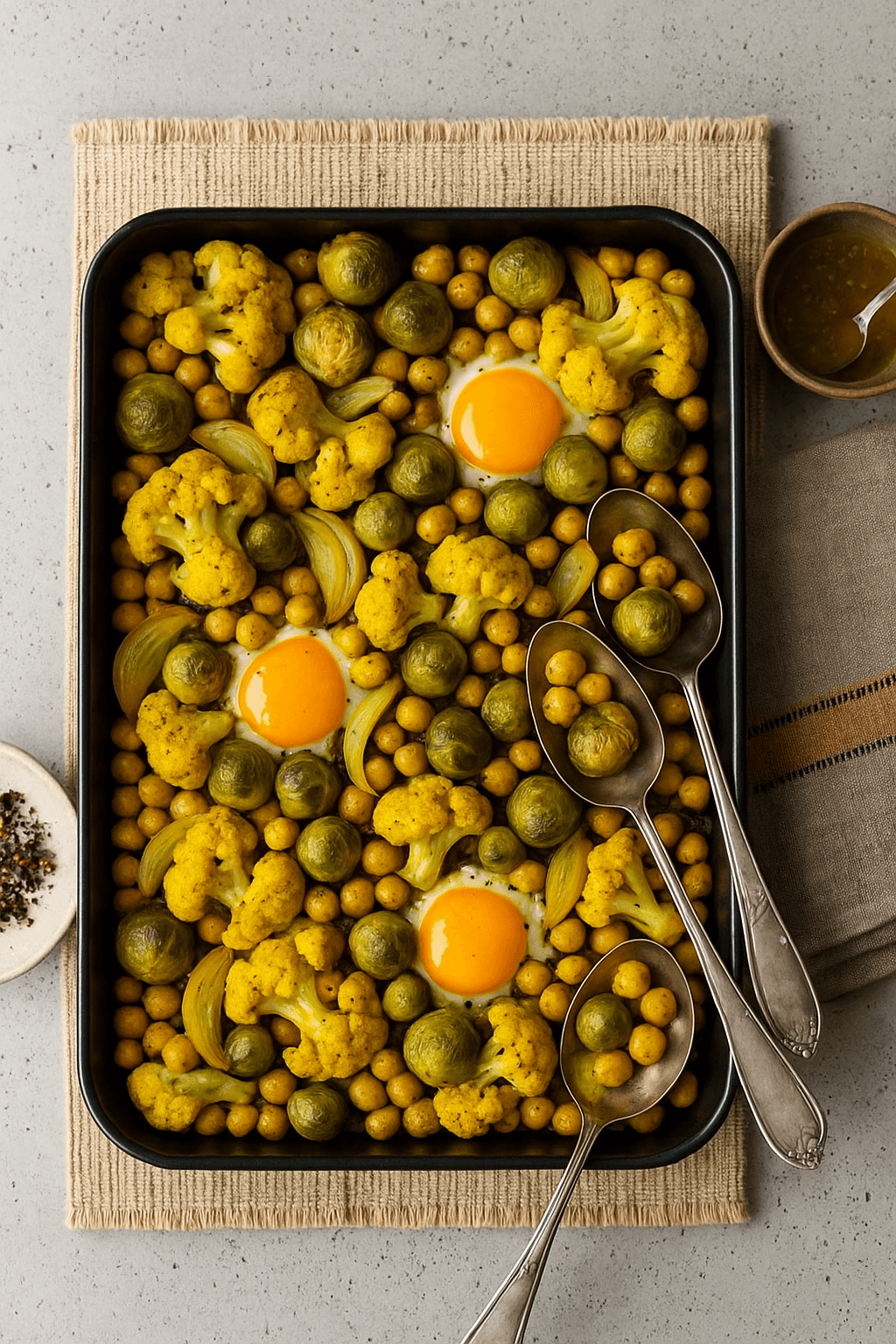 Ovenschotel met bloemkool en spruitjes