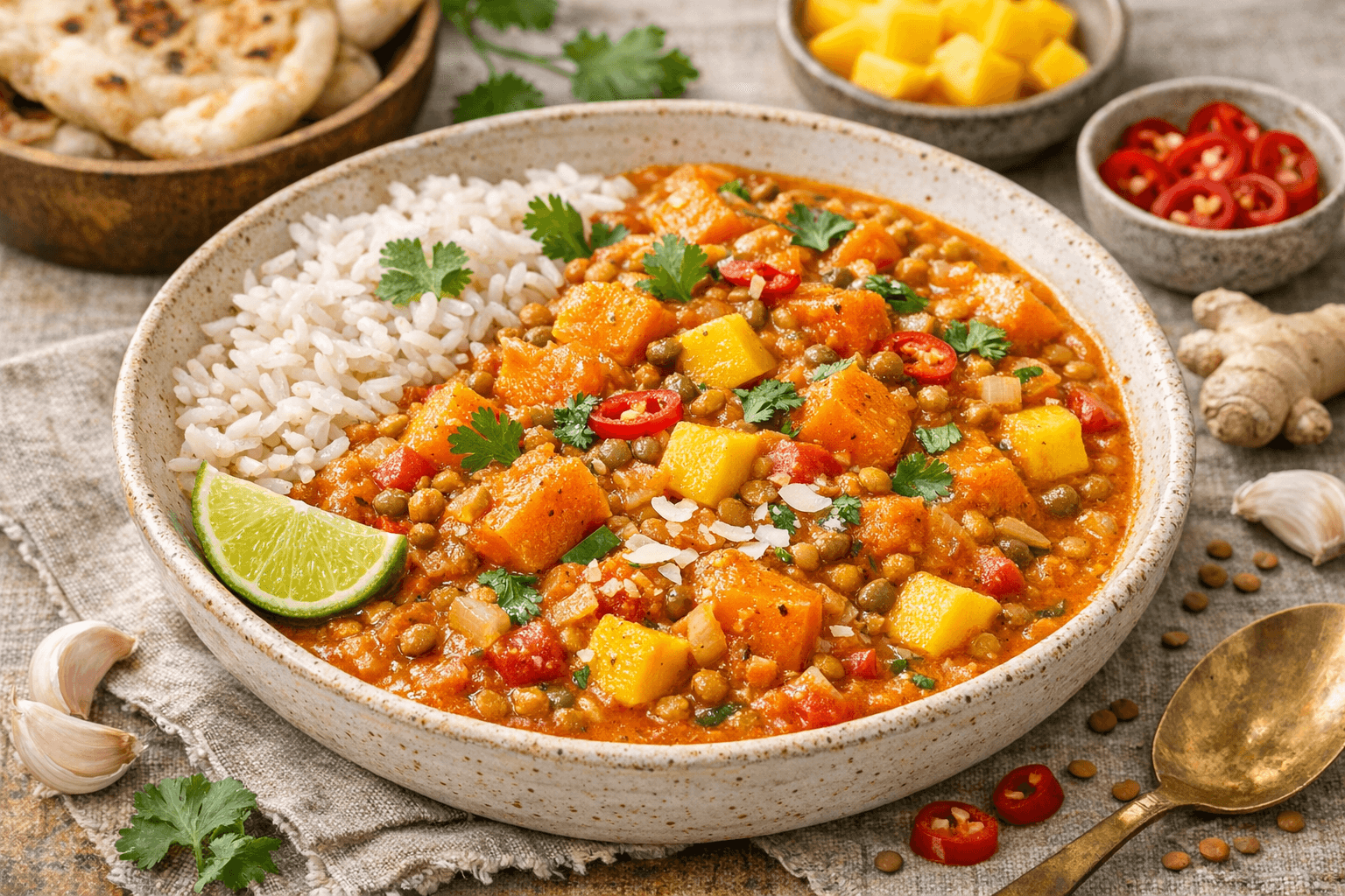 Pompoen-linzencurry